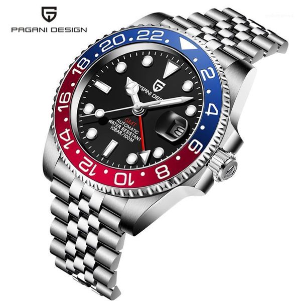 

wristwatches 2021 pagani design men's automatic mechanical watches gmt watch 40mm sapphire stainless steel waterproof reloj hombre, Slivery;brown