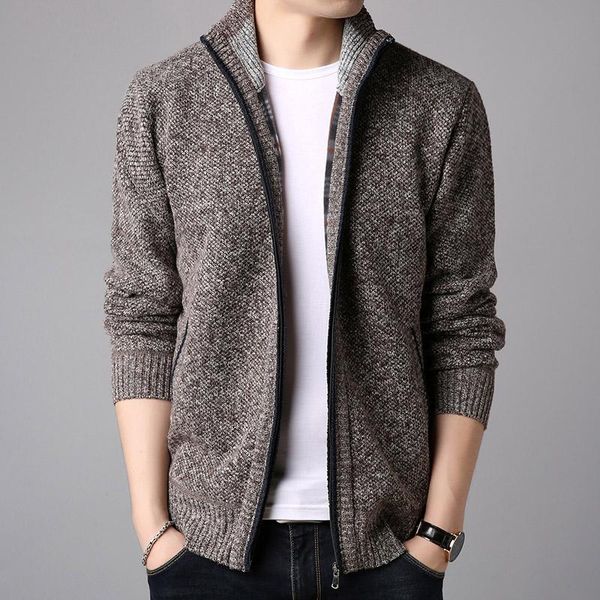 

men's sweaters open sweater korean warm trend spring and autumn stand collar jacket, White;black