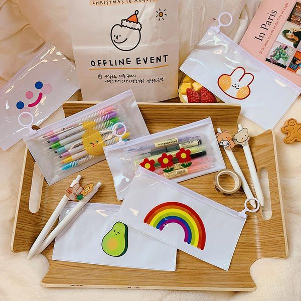 

korean style transparent waterproof learning stationery storage bag bags