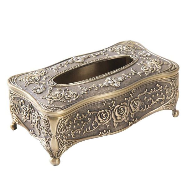 

tissue boxes & napkins gold metal retro box home decor napkin holder with flower deskpaper storage decoration wipes container 6zj16