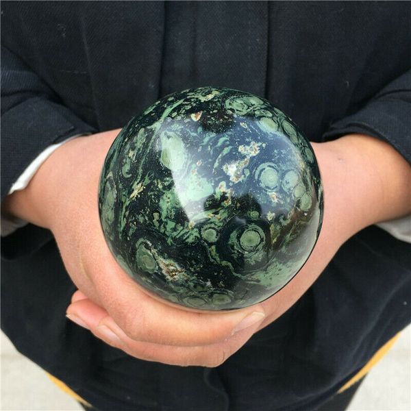 

natural polished peacock eye stone ball green quartz ball healing treatment