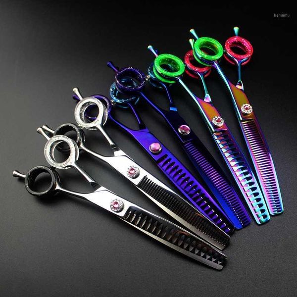 

professional japan 440c 7 '' color pet dog grooming curved hair scissors barber haircut thinning shears hairdresser scissors1