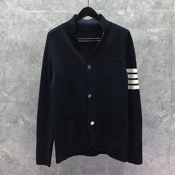 

jacket dongguan daizhiying tb sweater men's and women's couple single breasted knitted suit dark blue, Black;brown