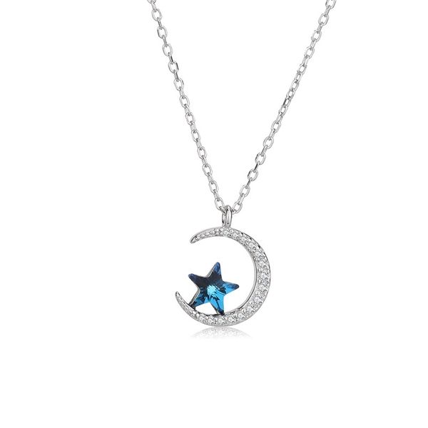 

the new s925 silver star moon necklace of korean version, Black