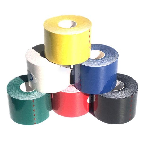 

5m length 2.5cm width fitness sports athletic muscle recovery tape strapping gym tennis running knee protector elbow & pads, Black;gray