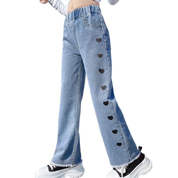 

jeans for girl heart pattern kids spring autumn kid casual style children's clothing 6 8 10 12 14, Blue