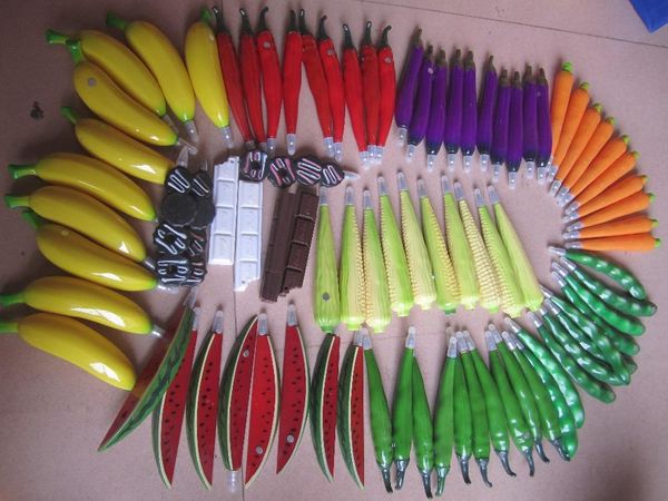 

ballpoint pens 5pcs farm fruit and vegetable ball pen,with refrigerator magnet,fashion stationery pen, Blue;orange