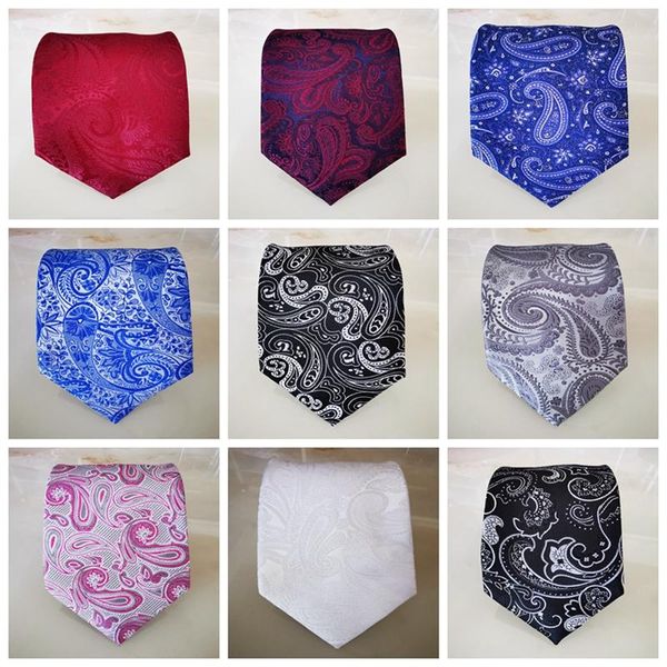 

bow ties mens 3.15 inch fashion polyester paisley men's neck tie accessories multicolor optional - wine navy grey, Black;gray