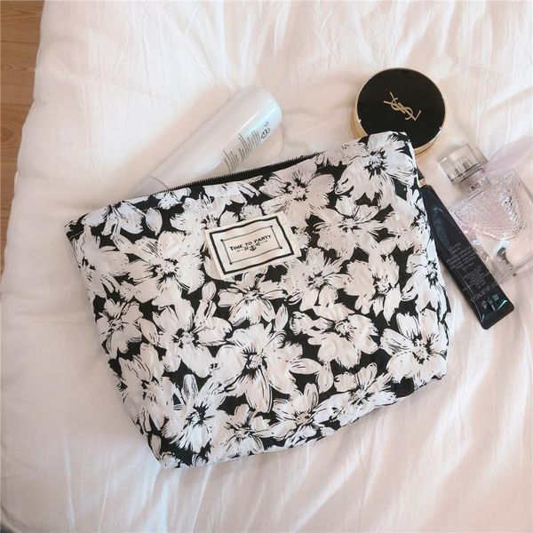 

cosmetic bags & cases bubble cotton fabric bag women make up organizer necesserie travel toiletry floral pouch beauty case