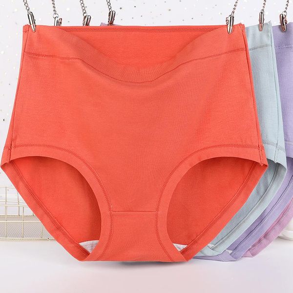 

women's panties xl~6xl cotton underwear antibacterial plus size abdomen briefs lingerie solid underpants female intimates, Black;pink