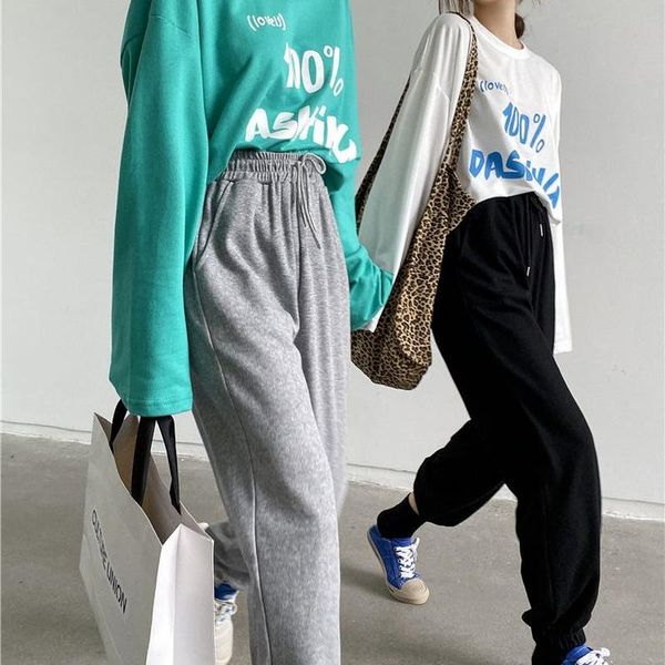 

women's pants & capris qweek korean fashion gray sweatpants women oversize harajuku black jogging sports wide leg trousers for female t, Black;white