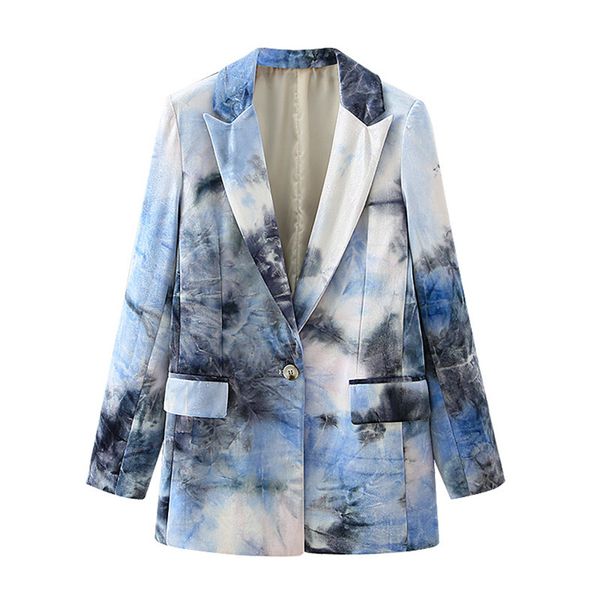 

blsqr winter women tie-dye suit blazer coat vintage long sleeve single button female outerwear office lady chic 210430, White;black