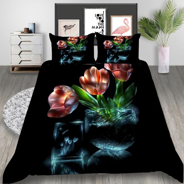 

tulip flowers 3d printed bedding set duvet covers pillowcases comforter bedclothes bed linen sets