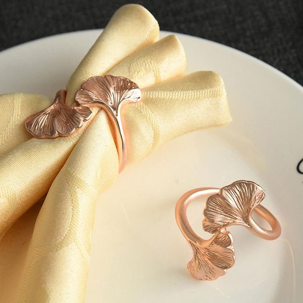 

napkin rings 6pcs/set ginkgo leaf metal ring buckle for home dinning room