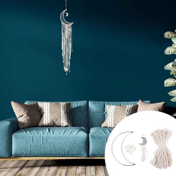 

decorative objects & figurines 1 set macrame cord kit cotton rope ring wood beads diy dream catcher