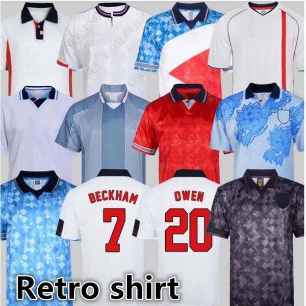 

men's t-shirts men retro shirt 20 21 englandes shirts sheringham beckham gascoigne shearer 1986 1998 2002 2008 1990, White;black