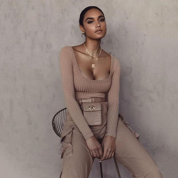 

womens summer solid color cotton tight pit strip long sleeve jumpsuit women's jumpsuits & rompers, Black;white