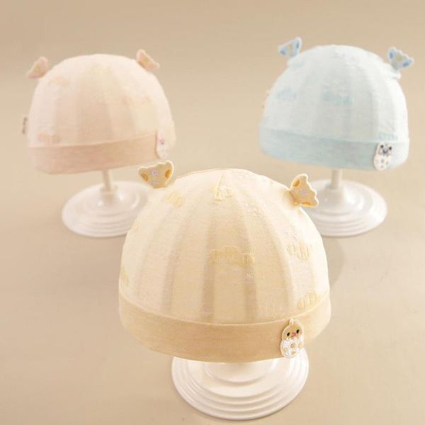 

caps & hats baby hat skin-friendly lovely cotton good-looking toddlers born autumn beanie sleep cap, Yellow
