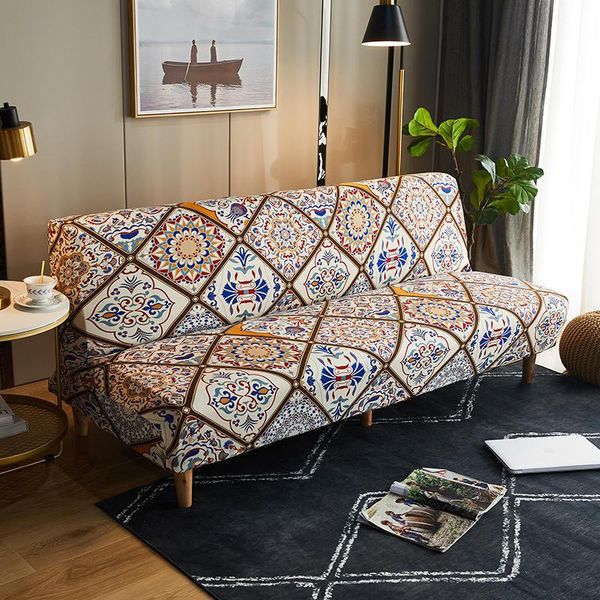 

chair covers bohemia no armrest 3 seater sofa bed cover for living room stretch queen size folding futon armless big couch