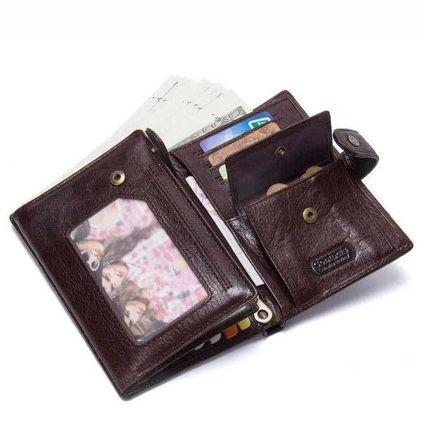 

wallets genuine cow leather wallet men hasp design short purse with passport po holder for male clutch k49, Red;black
