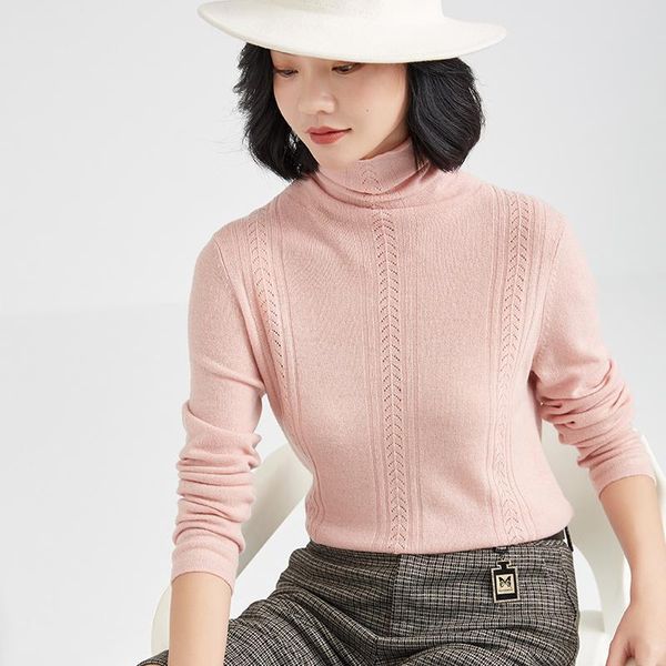 

autumn and winter sweater hollow solid color long-sleeved all-match blouse women's 100% wool sweaters, White;black
