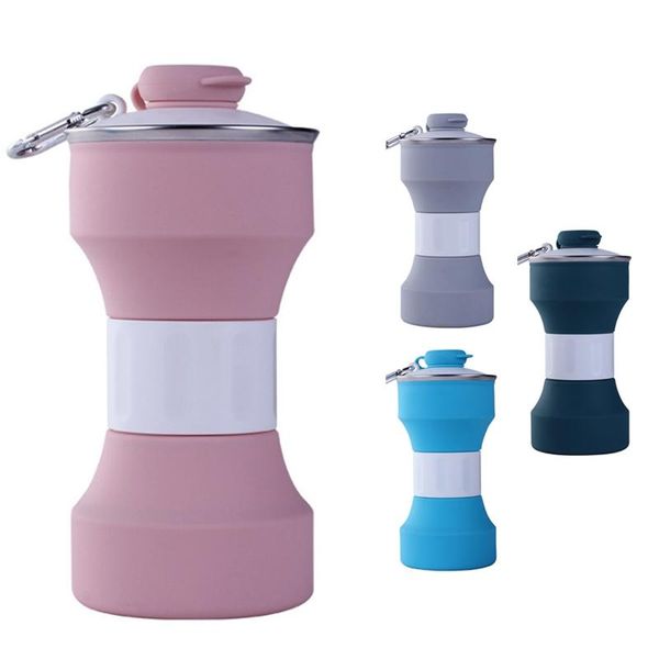 

water bottle elos-650ml folding sports cup handy travel mini portable silicone