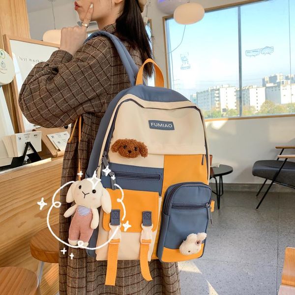 

backpack cute women panelled kawaii schoolbag female harajuku school backpacks mori book bag japanese bolsa feminina 2021