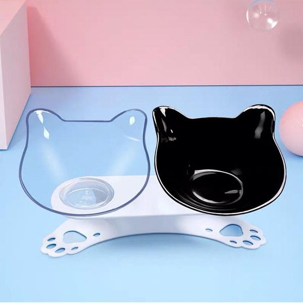 

non-slip pet cat double water bowls with raised stand and for cats dogs feeders drinking bowl dog &