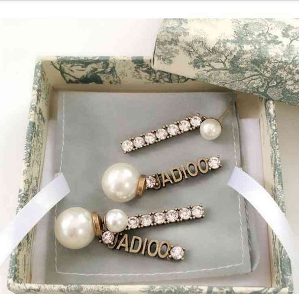 

factory specials ja letter classic diamond inlaid pearl precision version 925 silver needle anti allergy earrings female r0je, Golden