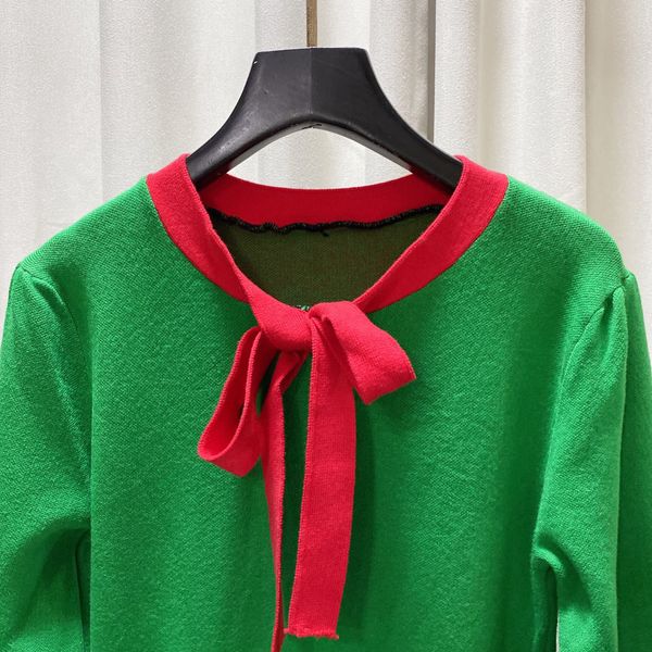 

bright color fashion casual dresses 21fw winter desigenr dress long sleeve knitted sweater skirts letter puff sleeve pleated skirt sml, Black;gray