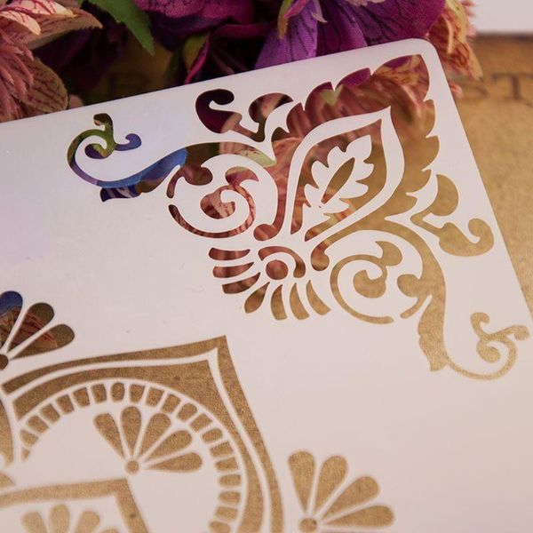 

gift wrap flower corner stencils template painting scrapbooking embossing stamping card diy