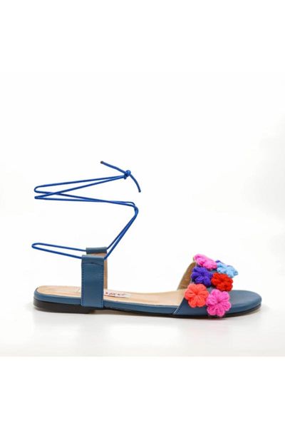 

sandals lily of the valley blue color flowering gusset sandals-37, Black