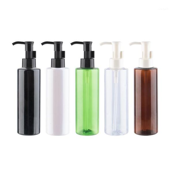 

storage bottles & jars 150ml plastic white black oil pump for essential cleansing 150cc transparent pet vial skin care