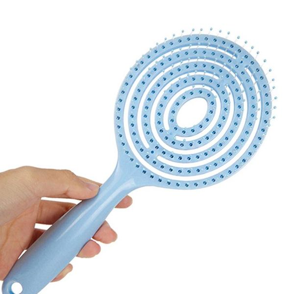 

hair brushes straight fluffy comb hollow out shape scalp massage salon styling women girls tool arrival, Silver