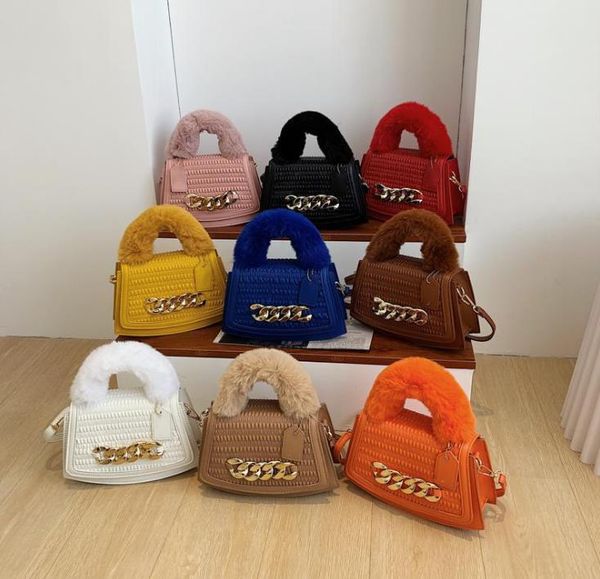 

autumn/winter furry bags fashion trendy single back messenger bag chain pu handbag