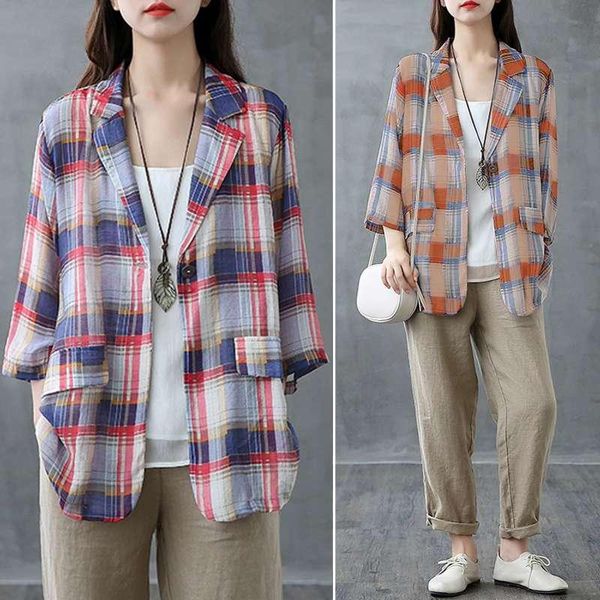 

women's autumn coats 2021 zanzea stylish plaid blazers casual lapel single button outerwears female check plus size tunic suits &, White;black