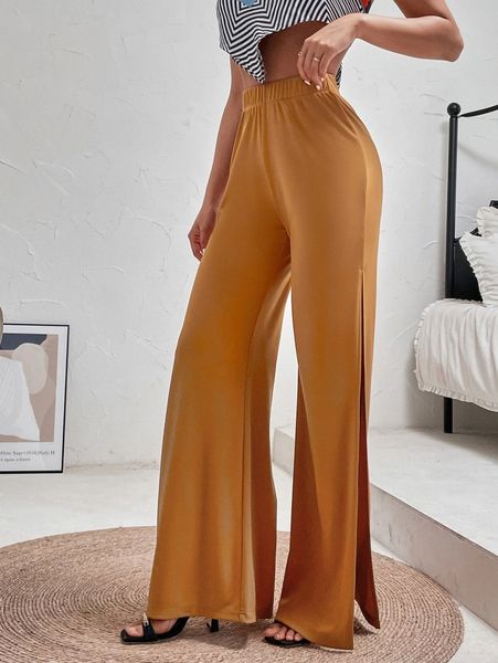 

high waist split thigh pants f4iu#, Black;white