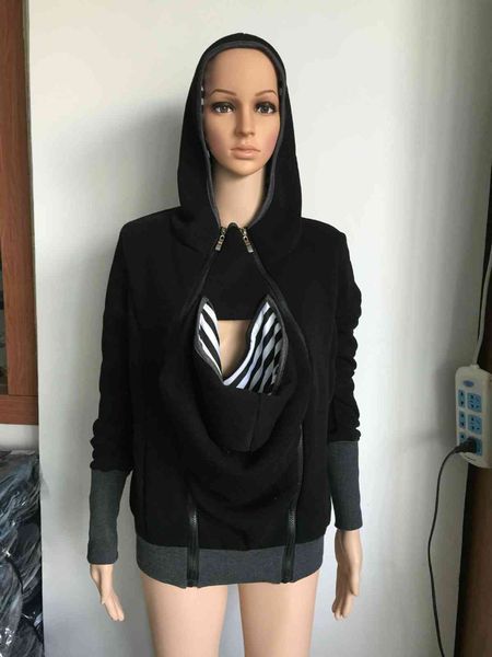 

multifunctional m kangaroo autumn winter women's sweater et, Black