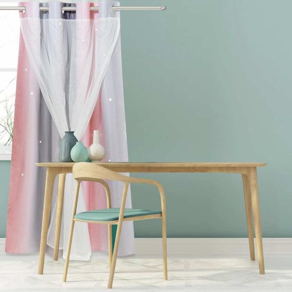 

1pcs gradient rainbow color hollow star double layer blackout kids girl sheer window curtains for bedroom living room 134*160cm curtain & dr