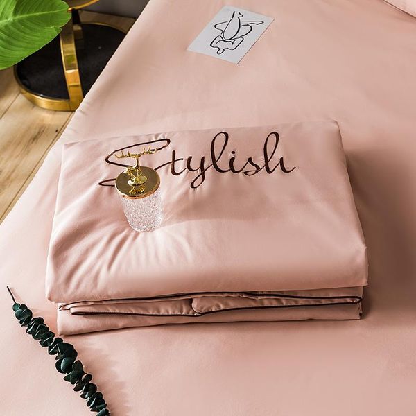 

comforters & sets silk comforter summer blanket thin quilt pink washable microfiber stitching print air-condition throws