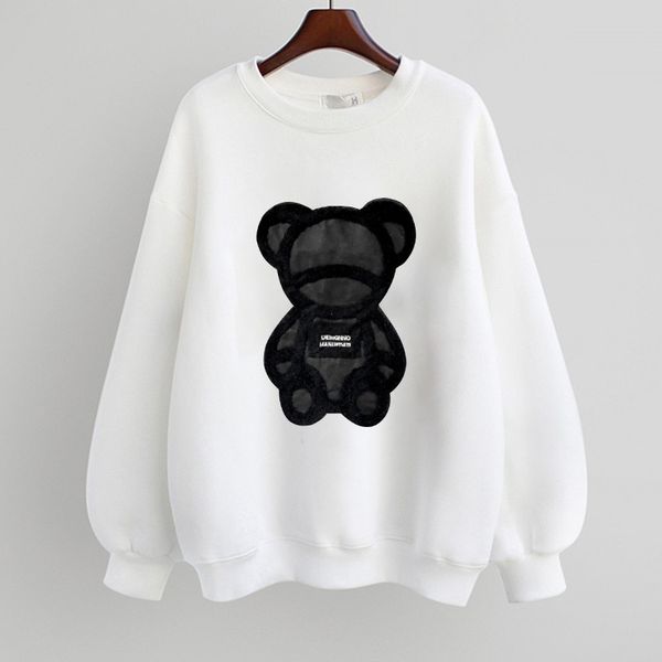 

2021 new korean sweater pullover loose long sleeve cartoon printed t-shirt for women, Black