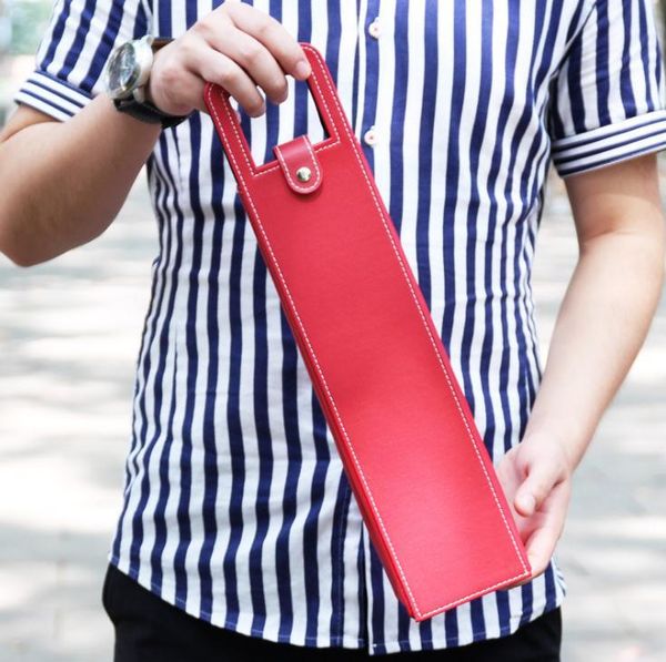 

gift wrap 30pcs luxury portable pu leather wine bags red bottle packaging case storage boxes with handle bar accessories sn048