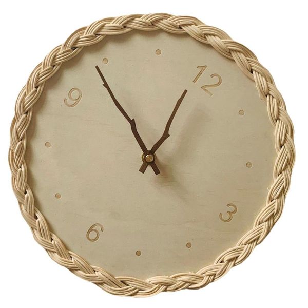 

wall clocks creative round clock quiet movement pastoral style rattan woven