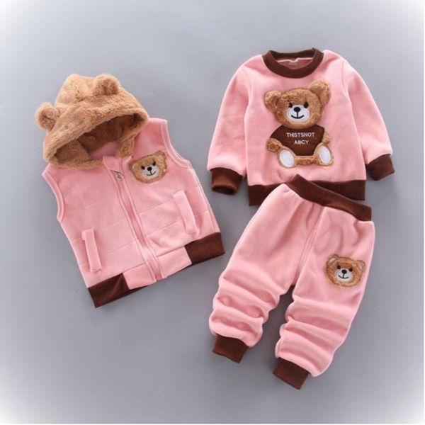

clothing sets autumn winter flannel pajamas children boy clothes set for girls kids plush suit casual, White
