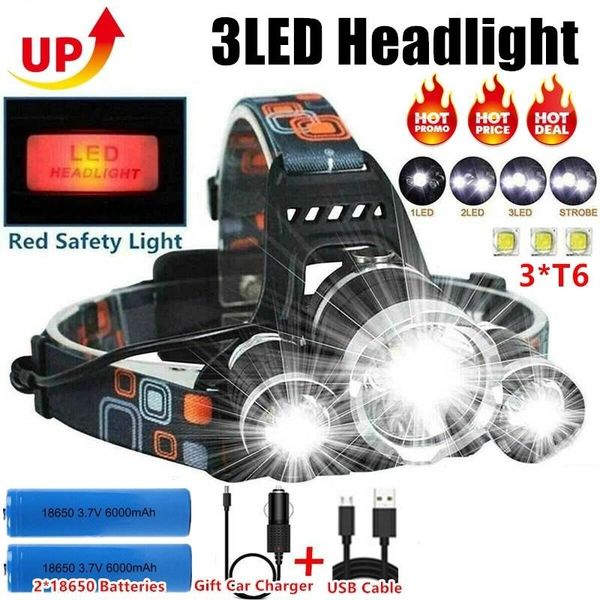 

rechargeable waterproof zoomed/fixed-focus headlight 2x18650 battery 4 lighting modes ledtorch head light headlamps
