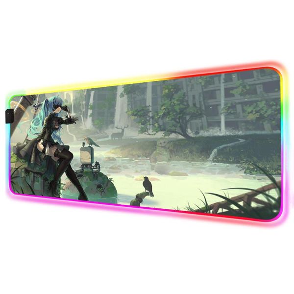 

mouse pads & wrist rests nier automata rgb pad black gaming accessories large led mousepad desk mats pc play mat with backlit for bears xxl