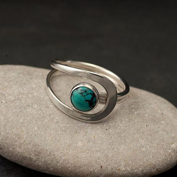 

wedding rings boho classic green stone ring charm silver color for women gift luxury jewelry anillos mujer wholesale z3j433, Slivery;golden