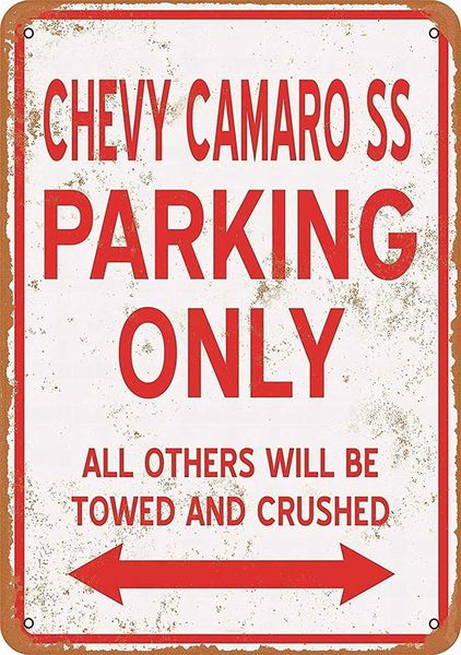 

8 x 12 metal sign - chevy camaro ss parking only vintage look retro