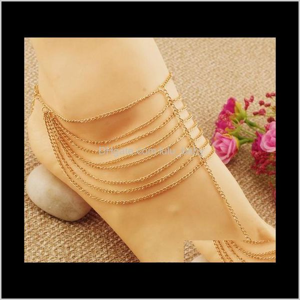 

drop delivery 2021 europe and the united states jewelry multi-layer chain connection toes anklets mhi0h, Red;blue