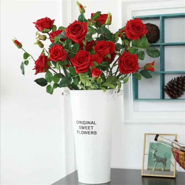 

decorative flowers & wreaths artificial peony tea rose camellia silk fake flower flores for diy home garden wedding decoration